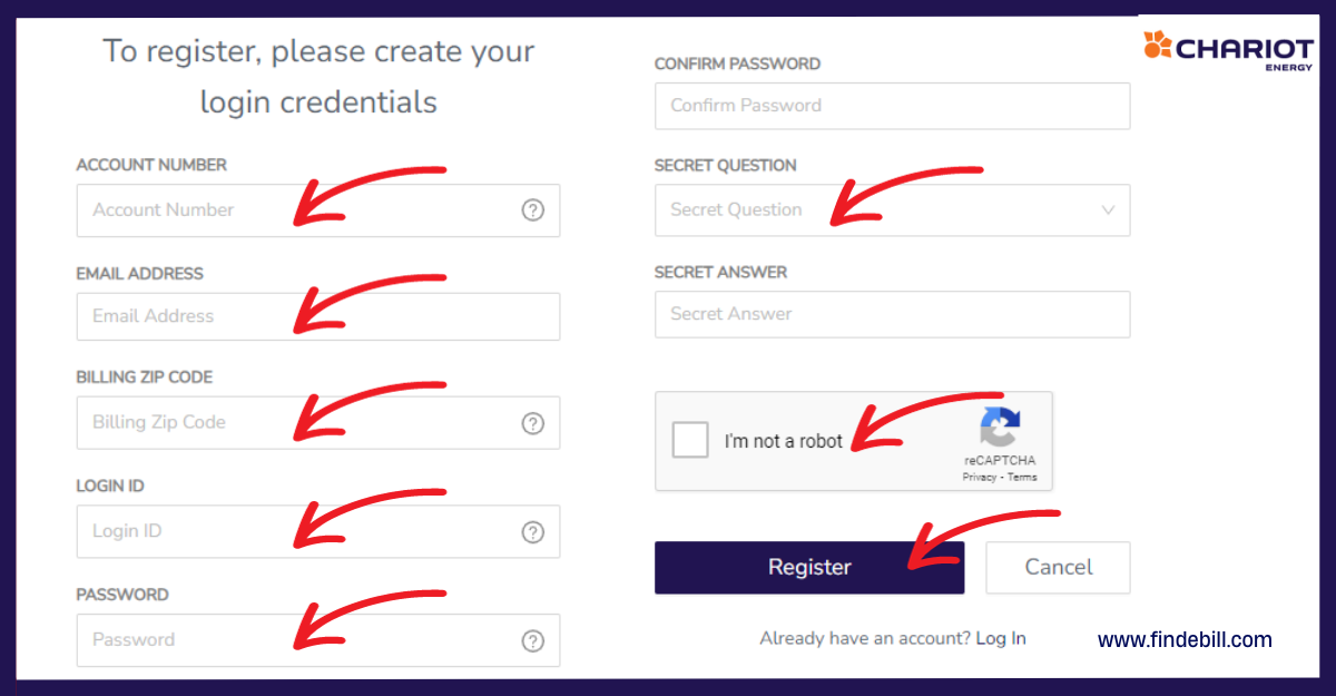 chariot energy login bill pay